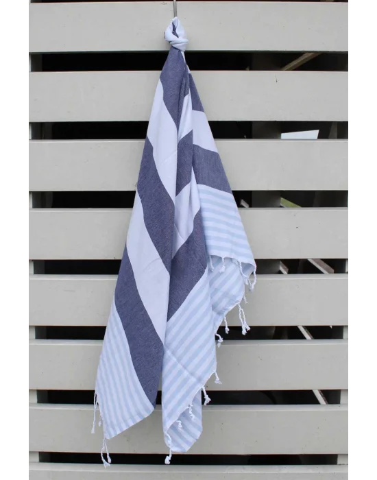 Boreas Navy Blue & Soft Blue Peshtemal