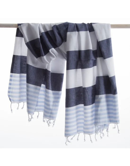Boreas Navy Blue & Soft Blue Peshtemal