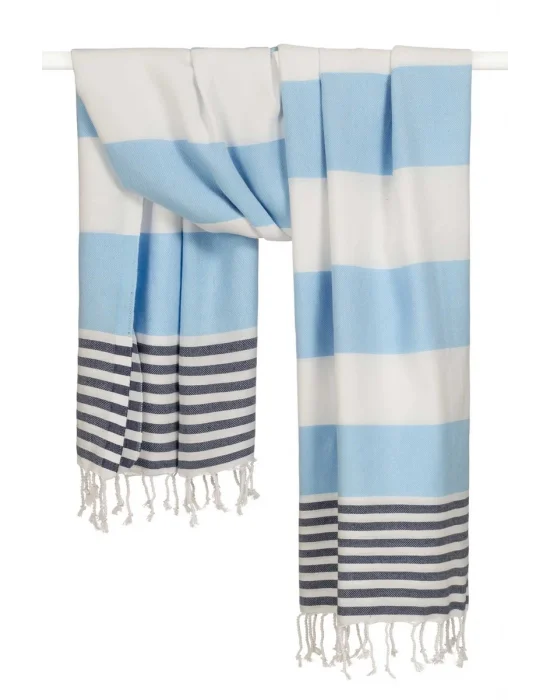 Boreas Soft Blue & Navy Blue Peshtemal