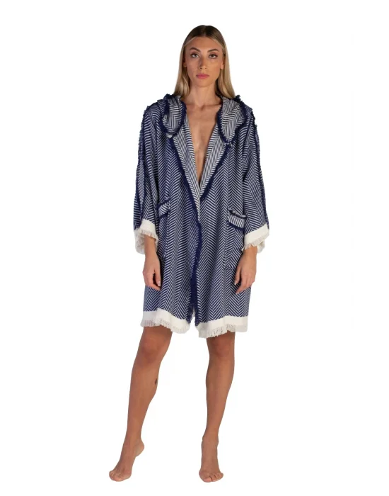 Chevron Navy Blue Bathrobe