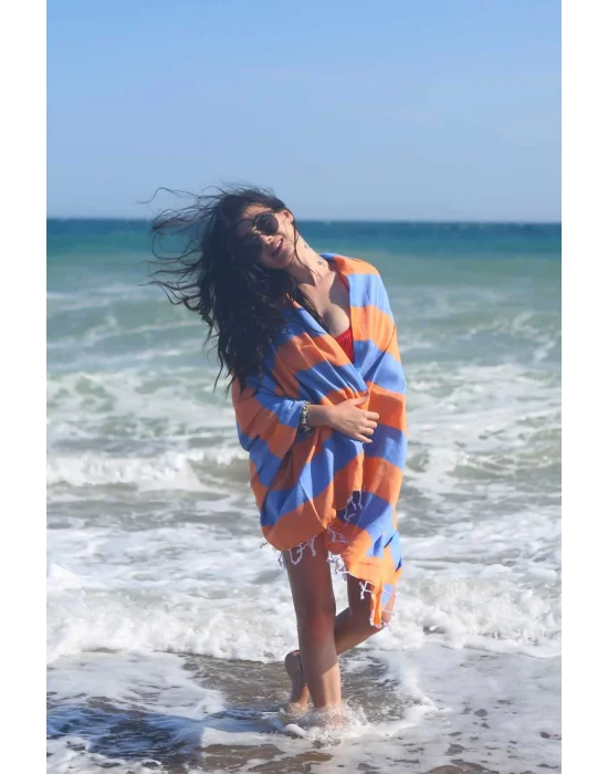 Clotho Orange & Blue Peshtemal