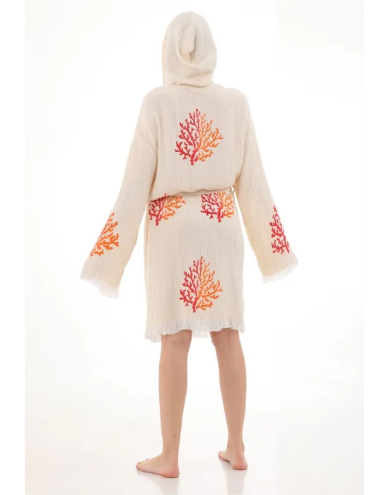 Coral Wooden Stamp Bathrobe