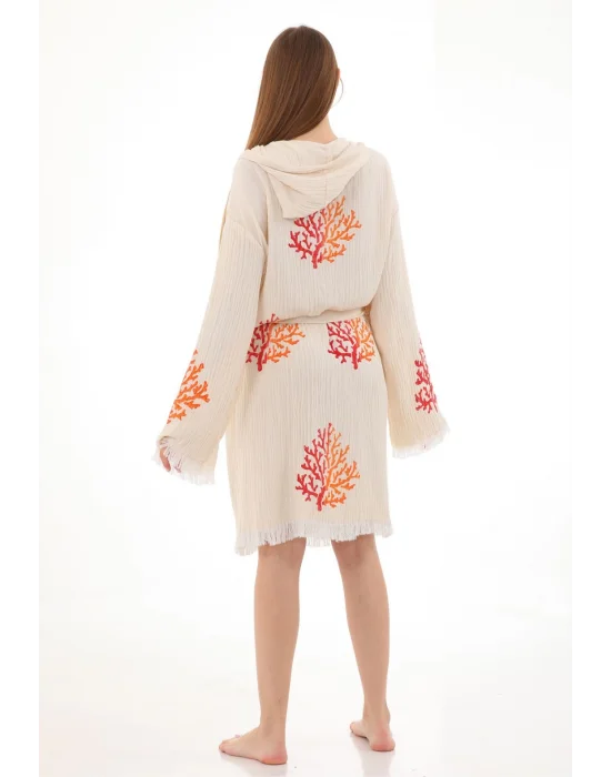 Coral Wooden Stamp Bathrobe