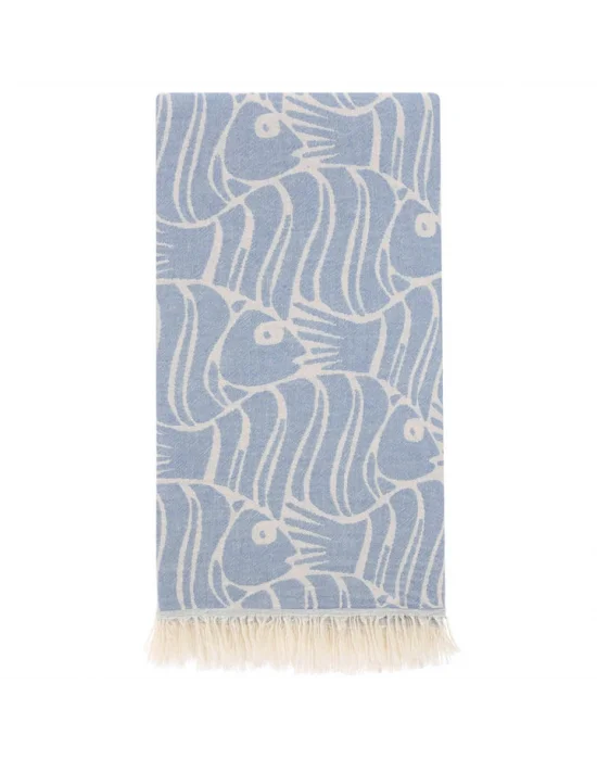 D. Fish Denim Blue Peshtemal