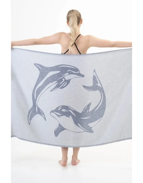 Peshtemal Dolphin Navy (Cotone sostenibile)
