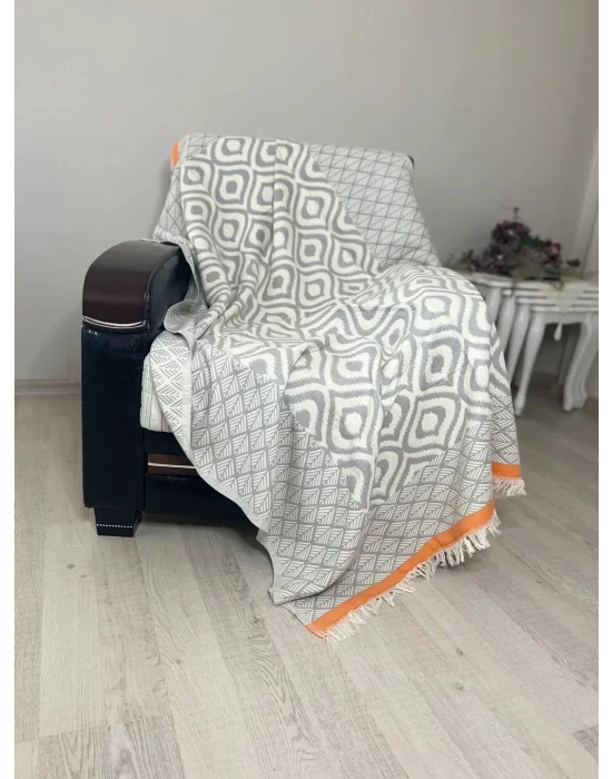 Drop Throw - Grey & Orange