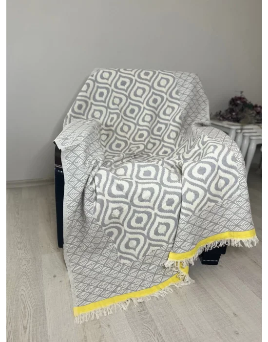 Drop Throw - Grey & Yellow