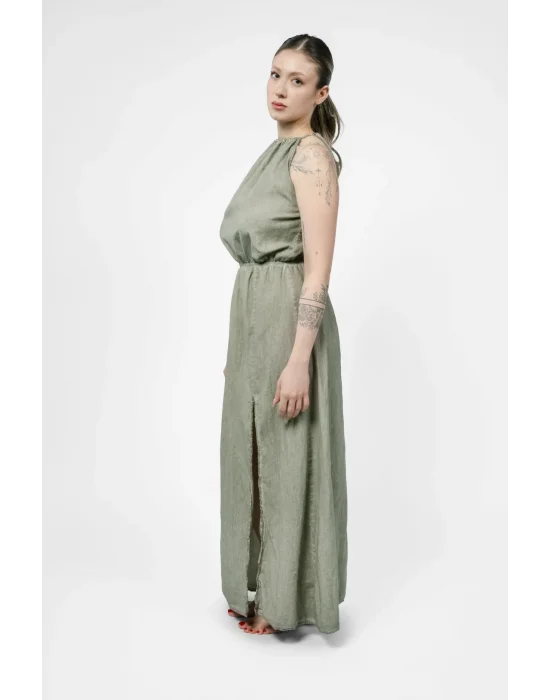 Flora Green Linen Dress