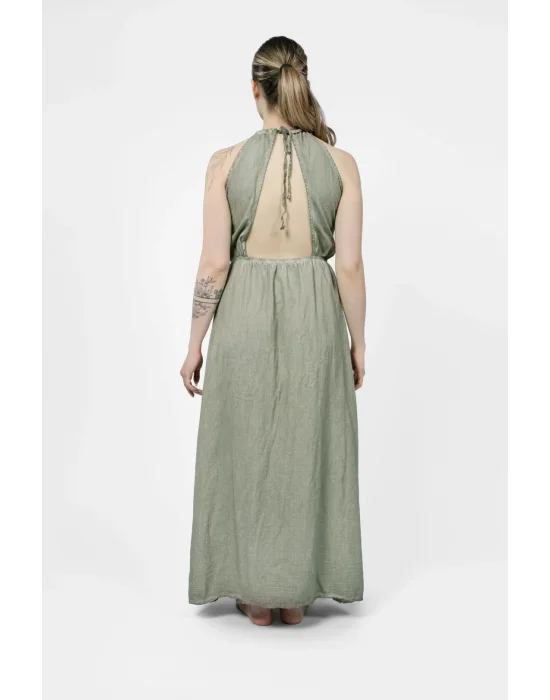 Flora Green Linen Dress