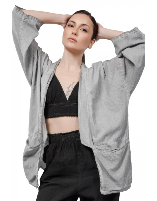 Gaia Grey Linen Kimono