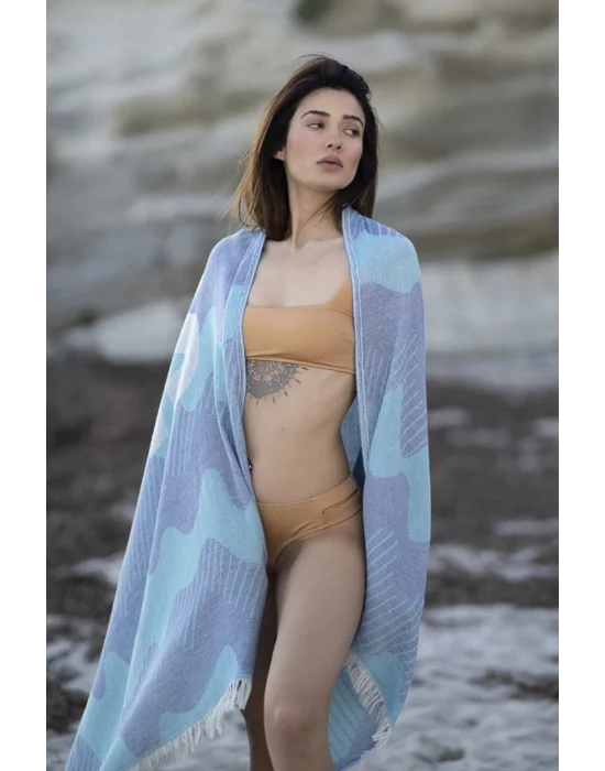 Halikarnassos Royal Blue & Turchese Peshtemal