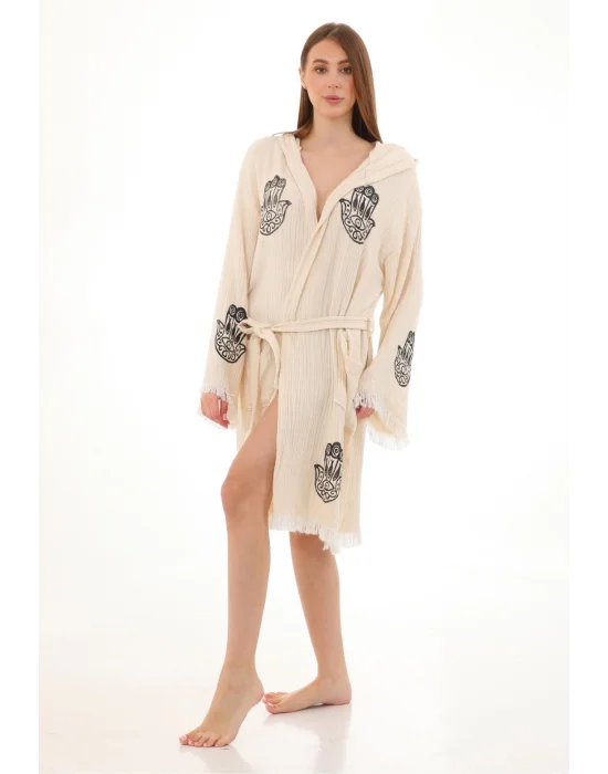 Hamsa Wooden Stamp Bathrobe