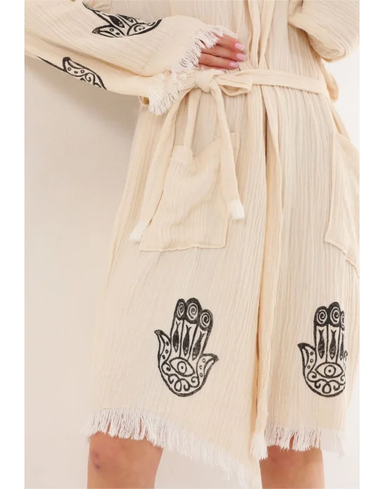 Hamsa Wooden Stamp Bathrobe