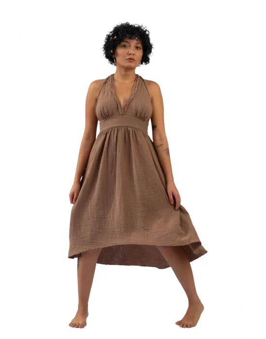 Hera Brown Muslin Dress