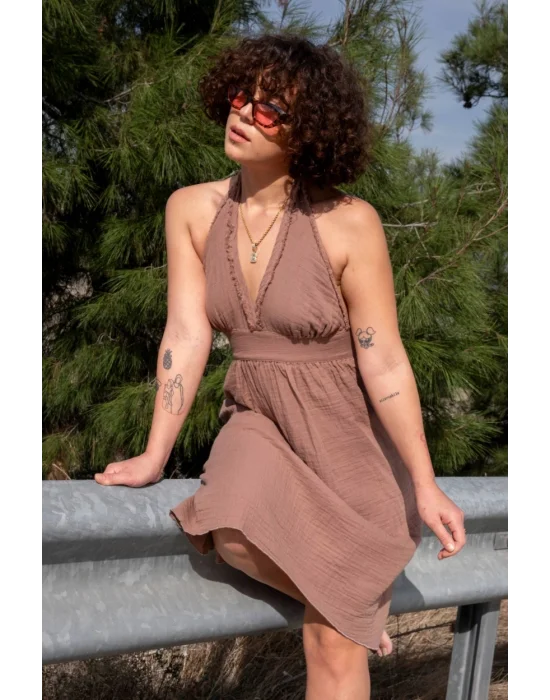Hera Brown Muslin Dress