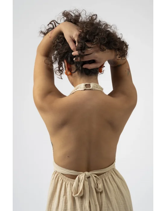 Atelier Chaputs 100% Cotton Muslin Hera Beige Dress One-Size