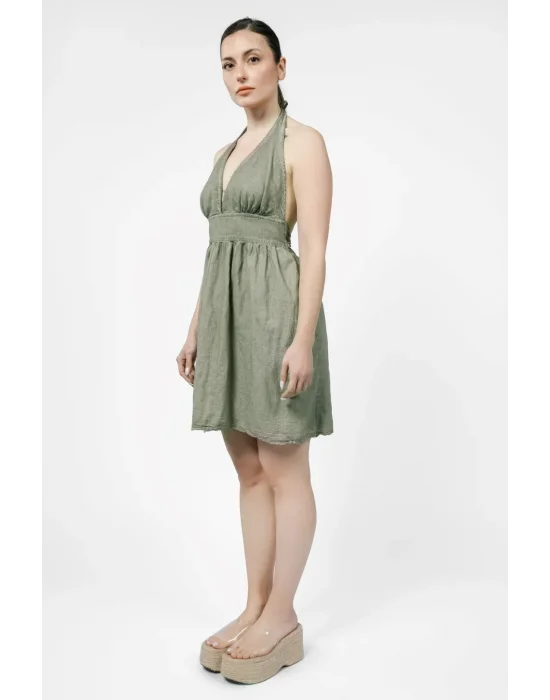 Hera Green Linen Dress