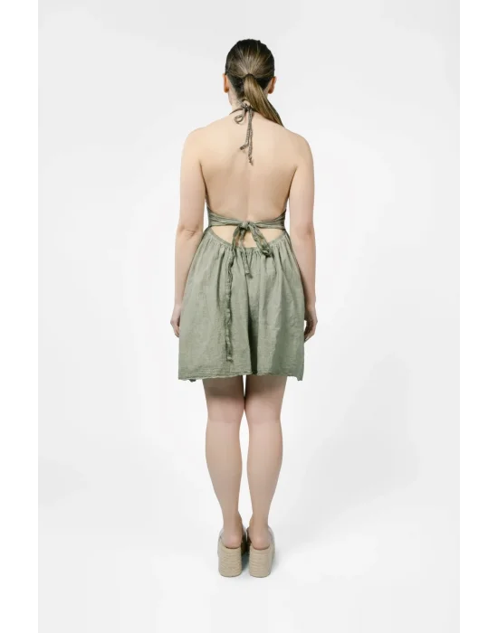 Hera Green Linen Dress