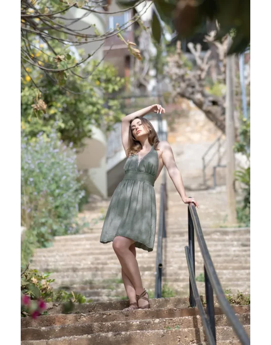 Hera Green Linen Dress
