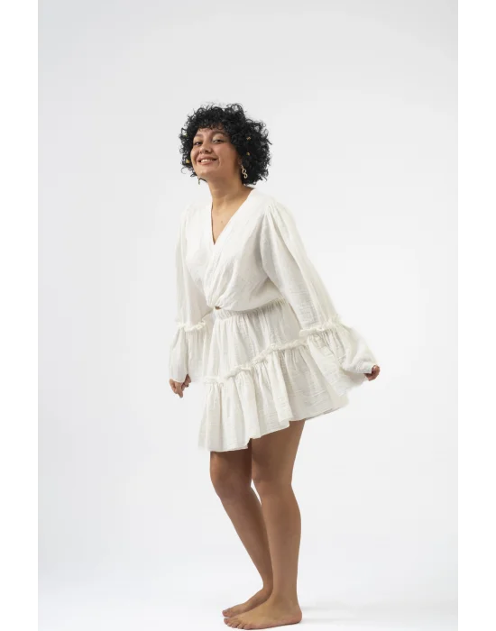 Atelier Chaputs 100% Cotton Muslin Ilayda White Blouse One-Size