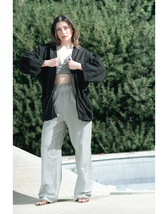 Atelier Chaputs Linen Black Kimono One-Size