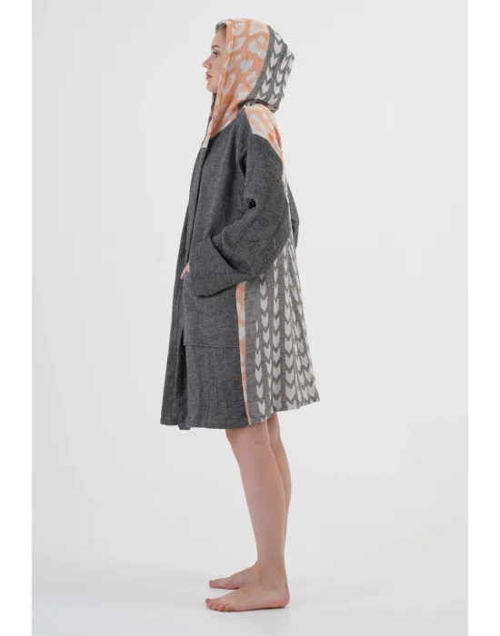 Lady Black Hooded Bathrobe