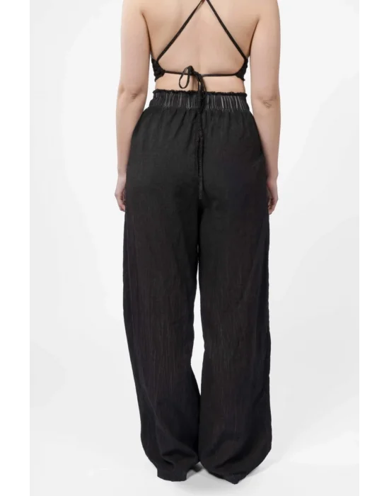 Lyra Black Linen Trouser