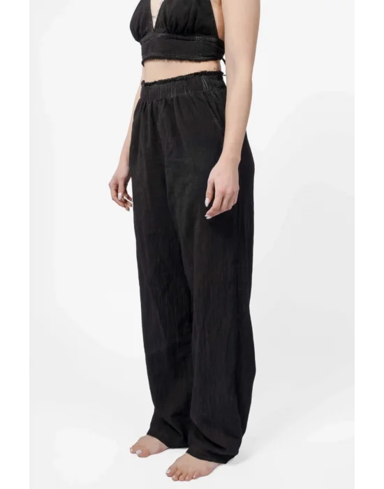 Lyra Black Linen Trouser
