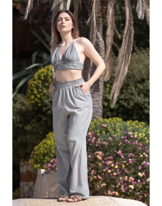 Lyra Grey Linen Trouser