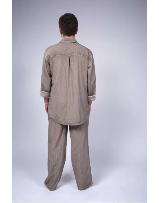 Atelier Chaputs Linen Khaki Button-Up Shirt