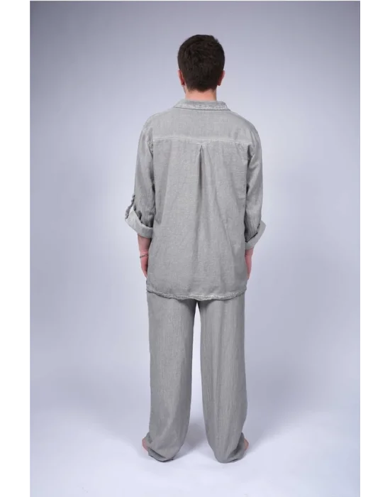 Atelier Chaputs Linen Green Lace-Up Shirt