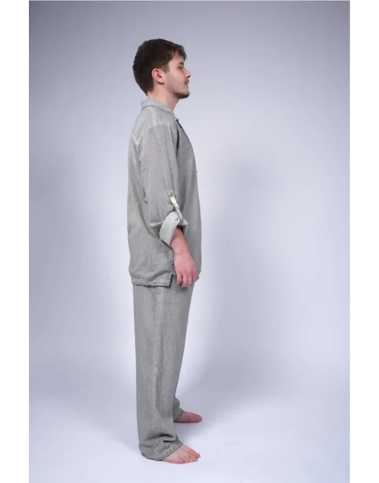 Atelier Chaputs Linen Green Lace-Up Shirt