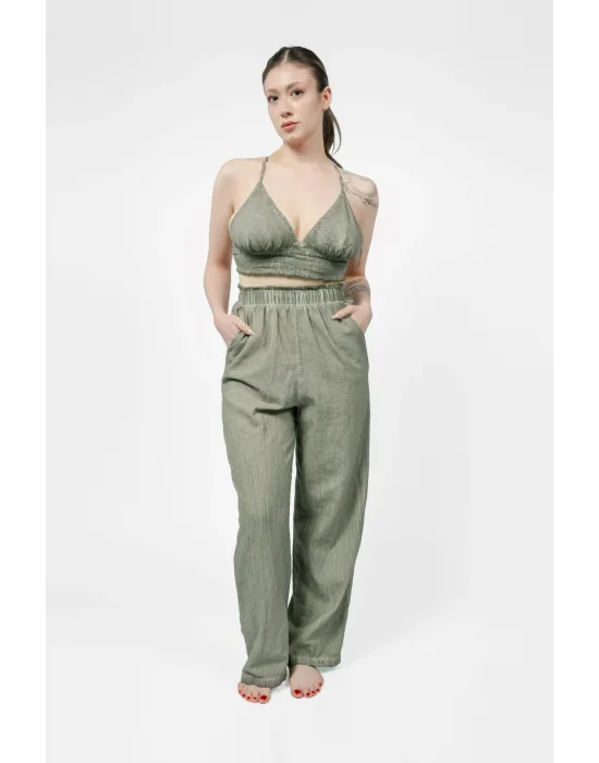 Atelier Chaputs Linen Luna Green Bustier One-Size