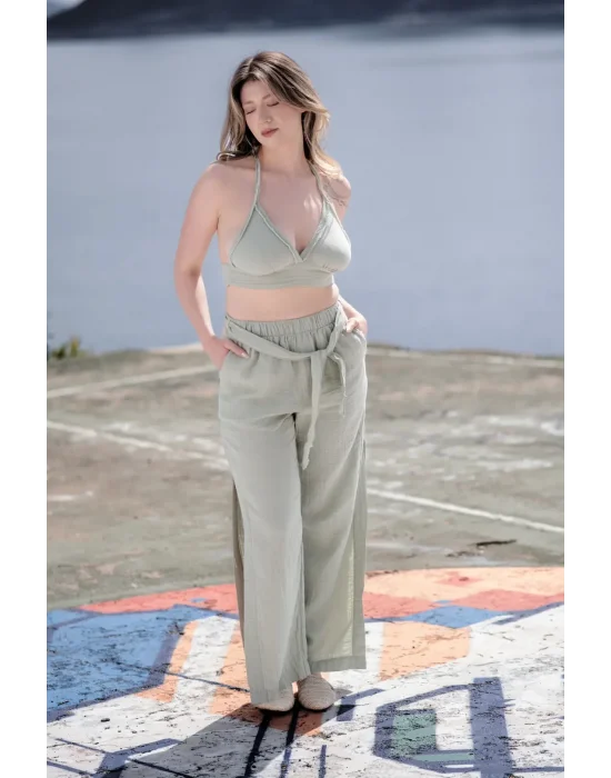 Atelier Chaputs Linen Luna Green Bustier One-Size