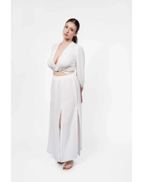 Ateiler Chaputs 100% Cotton Muslin Prairie White Blouse One-Size
