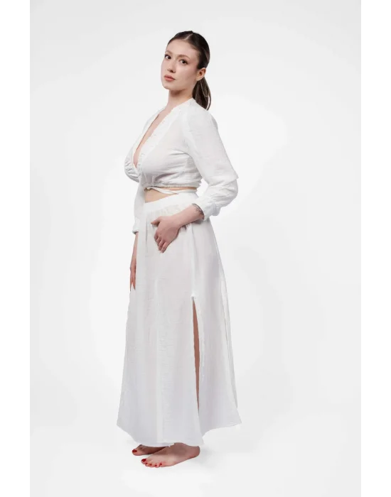 Ateiler Chaputs 100% Cotton Muslin Prairie White Blouse One-Size