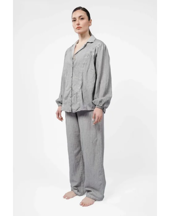 Atelier Chaputs 100% Cotton Muslin Mira Gray Shirt One-Size
