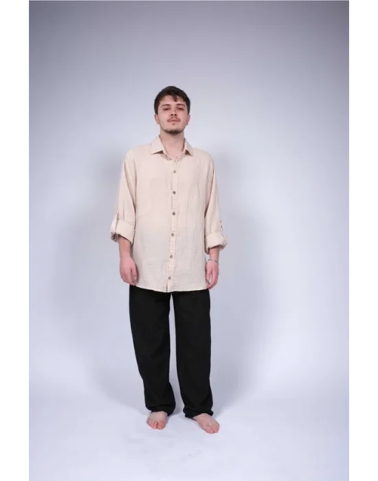 Atelier Chaputs 100% Cotton Muslin Orge Beige Shirt One-Size