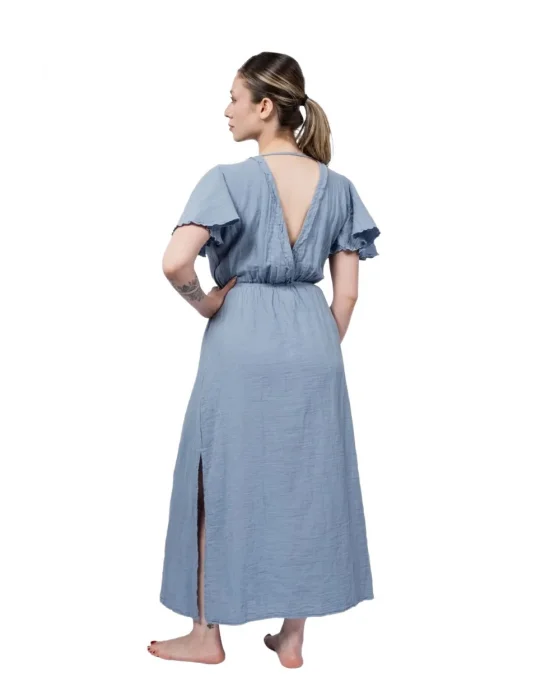 Atelier Chaputs 100% Cotton Muslin Niva Blue Dress One-Size