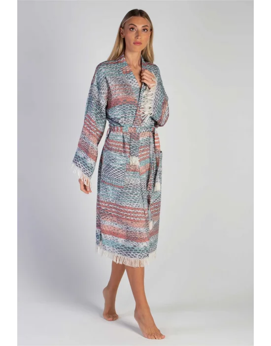 Pica Manto Bathrobe لون أزرق وأحمر