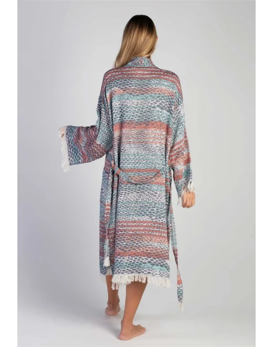 Pica Manto Bathrobe لون أزرق وأحمر