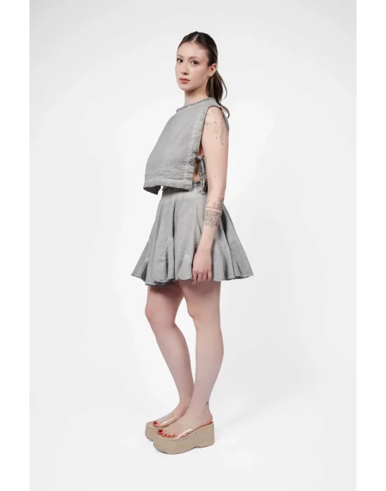 Ateiler Chaputs Linen Seliz Gray Skirt One-Size