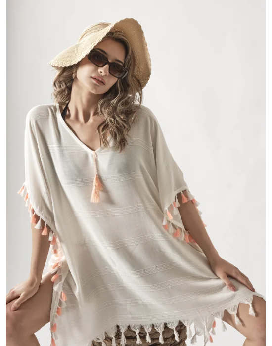 Side Tassels White Dress