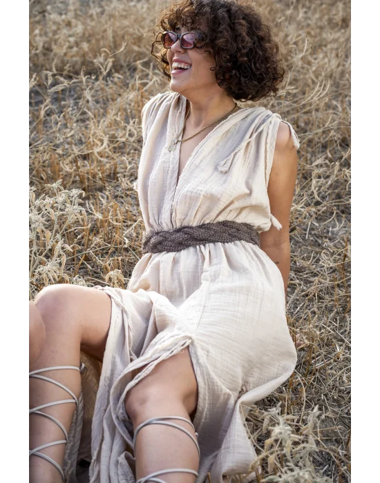 Stella Beige Muslin Dress