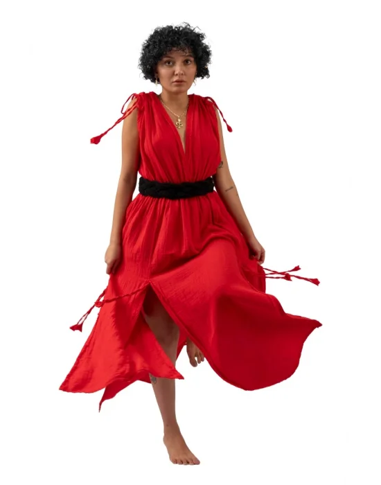 Stella Red Muslin Dress