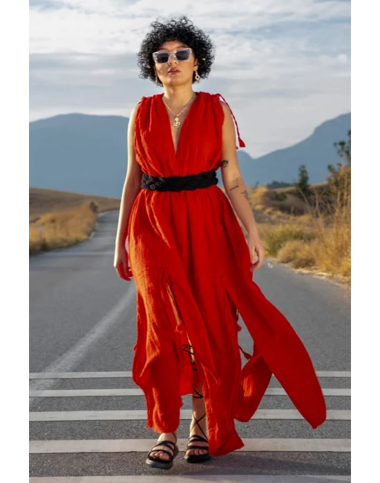 Stella Red Muslin Dress