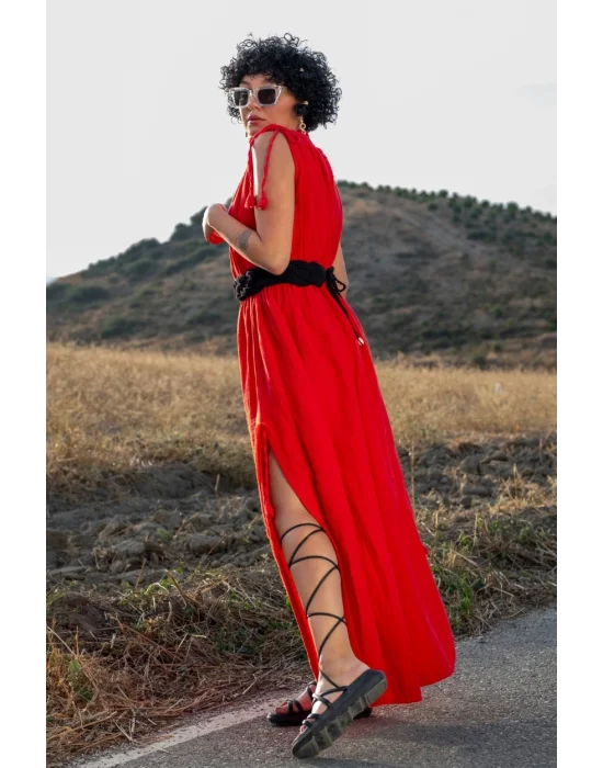 Stella Red Muslin Dress