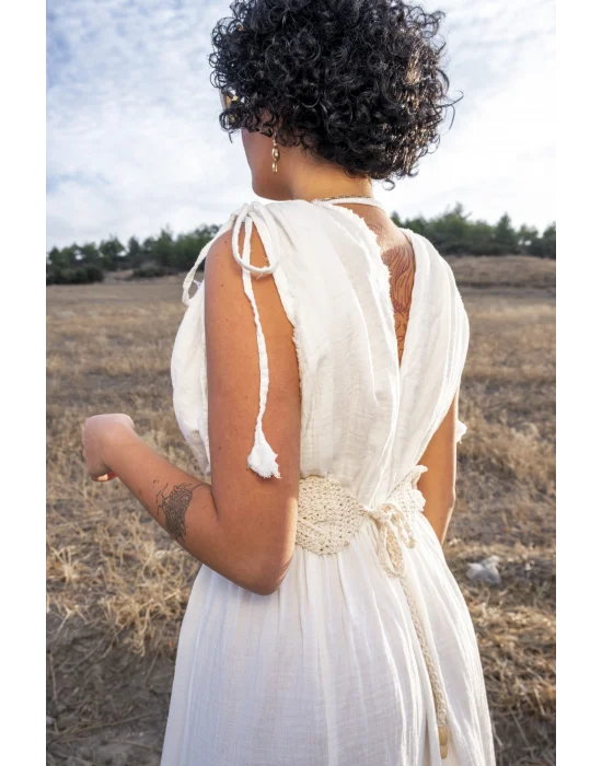 Atelier Chaputs 100% Cotton Muslin Stella White Dress One-Size