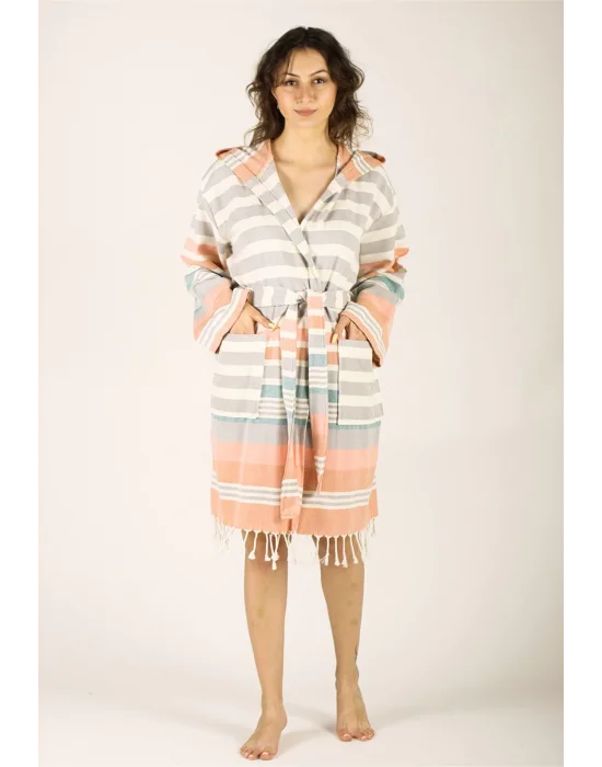 Trivia Grey & Terra Bathrobe