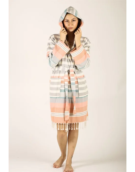 Trivia Grey & Terra Bathrobe